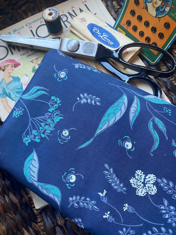 1950s Sweet Heather Blue Floral Cotton